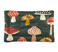 KLL Mushroom Pattern Colorful Dark Green Washable Pet Mattress Soft Comfortable Anti-Slip Bottom Pet Bed for Large Jumbo Medium Small Dogs 24" x 18"