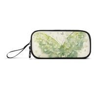 KLL Musical Score Notes Butterfly Green Nylon Large Pencil Bag Large Capacity Pencil Cases Stationery Bag for Preppy School Adults