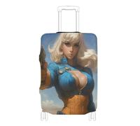 KLL Mysterious Blonde Future Warrior Elastic cover for luggage Anti Scratch suitcase cover luggage protector Fit 18-32 Inch Luggage, Mysterious blonde future warrior, M 22-24 in