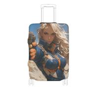 KLL Mysterious Blonde Future Warrior Elastic luggage protector covers Washable carry on suitcase cover luggage protectors Fit 18-32 Inch Luggage, Mysterious blonde future warrior, M 22-24 in