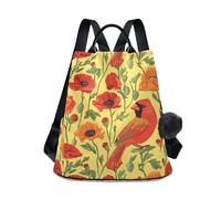 KLL National Memorial Day Bird Bird Poppys Fashion womens backpack purse multipurpose large backpack for women for Daily College Shopping with Pom-pom keychain