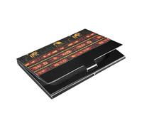 KLL Native American Buffalo Sun Pattern Red Black Yellow Ultra-Thin Business Card Holder case with Leather and Stainless Steel Card Organizer for Protects Your Cards tarjetero para Hombre