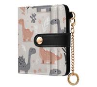 KLL Naughty Alaskan Dinosaur Light Gray Ladies Classic Foldable Wallet Cute PU Leather Wallet With Card Slots for Women Girls
