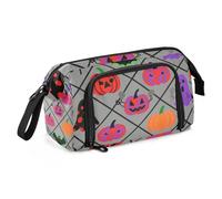 KLL Neon Bat Halloween Gray Large Pencil Case Large Capacity Stationery Bag Lightweight for Teacher Cosmetics