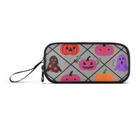 KLL Neon Bat Halloween Gray Nylon School Pencil Bags Large Capacity Big Pencil Case with Zipper Stationery for Elementary Teen Girls