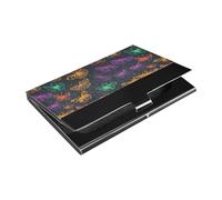 KLL Neon Colored Butterfly Ultra-Thin Card Holder for Business Card with Leather & Stainless Steel Card Storage for Protects Your Cards tarjetero para Hombre