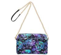 KLL Neon-colored Skulls and Flowers Fashion Small Crossbody Bags Vegan Leather Women's Purses Waterproof Woman Shoulder Handbags