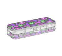 KLL Neon Green Leaves Lips Pattern Designed Clear Pencil Box