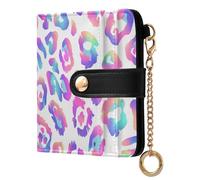 KLL Neon Paradise Leopard White Ladies Folding Coin Wallet Fancy Premium PU Leather Wallet for Women Boys Girls