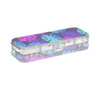KLL Neon Tropical Monstera Leaves Designed Clear Pencils Box