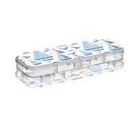 KLL Ocean Sailboat Red White Blue Designed Clear Pencils Box