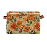 KLL oil painting Acorn Tangerine floral orange green storage baskets, folding and waterproof pantry baskets with sturdy handle stuff 20 quart 20 quart set of 2 for bedroom bedroom sheet