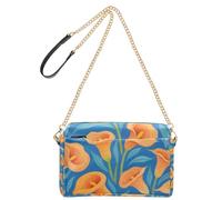 KLL Orange and Blue Calla Lilies Fashion Small Crossbody Bags For Women Vegan Leather Womens Cross Body Purses Waterproof Shoulder Hand Bag For Woman