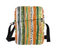 KLL Orange and Green Stripe Pattern Doodle Art men's messenger bag Vegan Leather Crossbody Bags For Women Travel Woman Shoulder Handbags