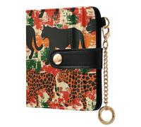 KLL Orange Black Panther Silhouettes Women's Folding Wallet For Women Convenient PU Leather Wallet for Women Boys Girls