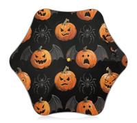 KLL Orange Evil Halloween Pumpkin Bat Child Umbrellas for Rain Wind and Rain Protection Umbrella with Reflective Strip (scenario) with Easy-Grip Hook Handle for travel