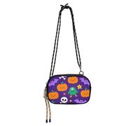 KLL Orange Evil Halloween Pumpkin Bat Mini Crossbody Bag for Mens Beauty with Credit Card Slots Side Bags Date