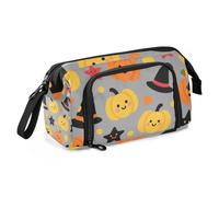 KLL Orange Evil Halloween Pumpkin Witch Pencil poucheses Large Capacity Zip Pencil Case with Slot for Teen Boys School Must Haves
