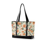 KLL Orange Flower Country Style modern computer bags with zipper book tote Large Handbag for nurse work with tablet bolsas para computadoras de mujer
