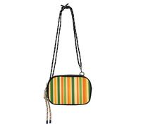 KLL Orange Green Straight Stripe Pattern Side Bag Crossbody Mens Practical with Adjustable Strap Women's Shoulder Handbags Take a walk