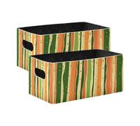 KLL Orange Green Stripe Pattern Doodle Art foldable Felt storage containers baskets for rv crate storage containers baskets