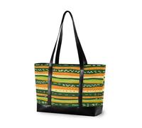 KLL Orange Green Stripe Pattern Doodle Art modern computer bags for women with zipper work tote Large Handbag for ladies with tablet bolsa para laptop