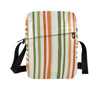 KLL Orange Green Stripe Pattern messenger bags for women Vegan Leather over the shoulder bags for men Shopping Shoulder Handbags