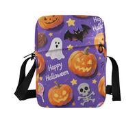 KLL Orange Halloween Pumpkin cute messenger bag Vegan Leather over the shoulder bags for men Casual Woman Handbag Shoulder Strap