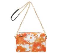 KLL Orange Tie Dye Flowers Fashion Small Crossbody Bags Vegan Leather Womens Cross Body Purse Bags Waterproof Shoulder Bag For Woman