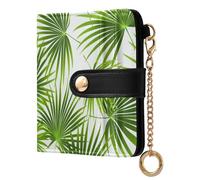 KLL Palm Leaves Green Women's Folding Card Wallet Unique PU Leather Wallet With Card Slots for Men Women Travel