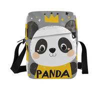 KLL Panda Cartoon Star Grey messenger bag Vegan Leather Crossbody Bags For Women Small Travel Handbag For Travel