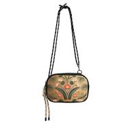 KLL Paper Cut Flower Print Gold Green Black Crossbody Bags Mens Comfort with Adjustable Strap Messenger Bag Crossbody Date
