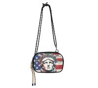 KLL Patriotic Liberty Portrait Small Black Crossbody Purse for Mens Practical with Credit Card Slots Cell Phone Purse Walk the dog