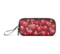 KLL Pattern of The Cherry Nylon Pencil Bags for Girls Large Capacity Large Pencil Case Stationery for Middle School Women