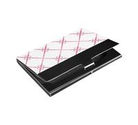 KLL Peach Checkered Shapes Thin Lines Slim Business Card Holder Pocket with Leather & Stainless Steel Card case Holder for Protects Your Cards tarjetero para Hombre