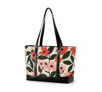 KLL Peach Red Floral Pattern trendy laptop bag for work with zipper 14 inch bag Large Handbag for work with bolso para laptop