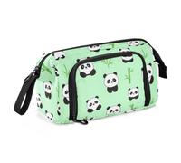 KLL Pen Case Large Capacity Cute Panda bamboos Leaf Green
