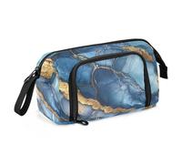 KLL Pencil Bag Large Capacity Art Pencil Case with Handle Brush And Pencil Case for Girls Preppy School Marble Royal Blue Grey