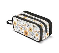 KLL Pencil Bag Large Capacity Bag With Compartment with Handle Pencil Bags With Zipper for Girls College fall Flowers Dahlia Daisy Sunflower