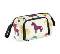 KLL Pencil Bag Large Capacity Swedish Dala Horses Colorful