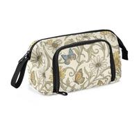 KLL Pencil Bag Large Capacity William Morris Daisies and Butterflies Beige