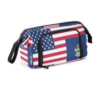 KLL Pencil Bags Large Capacity Flag Of The United States Maine