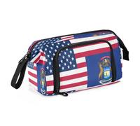 KLL Pencil Bags Large Capacity Flag Of The United States Michigan | Pencil Case Organizer,Multifunctional ,for Adolescentes Travel
