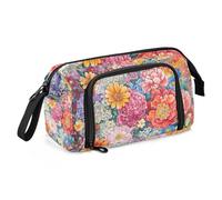 KLL Pencil Bags Large Capacity Slot Pencil Case with Compartment Pencil Cases For Adults for Kids College Peonies Snapdragon Butterflies Red