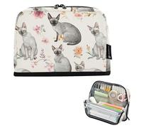 KLL Pencil Box Case Large Capacity Makeup Bags Large Stationery Pen Bag for Boys Travel Funny Cornish Rex Cats Neutral