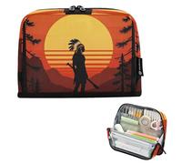 KLL Pencil Box Case Large Capacity Pen Bag With Zipper Stationery Storage for Girls Middle School Retro Native American Sunset