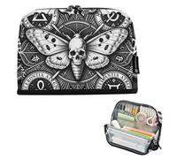 KLL Pencil Box Case Large Capacity Pen Case Organizer Zip Desk Organizer for Men Middle School Halloween Gothic Deaths Head Insect
