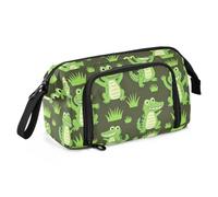 KLL Pencil Box Large Capacity Cartoon Cute Green Crocodiles
