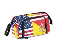 KLL Pencil Box Large Capacity Flag Of The United States and Sicilian