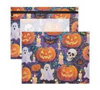 KLL Pencil Box Multi-Purpose Plastic File Folder for A4 Paper Letter 2 Pack Students Art Supplies Storage Halloween Orange Sequined Pumpkin